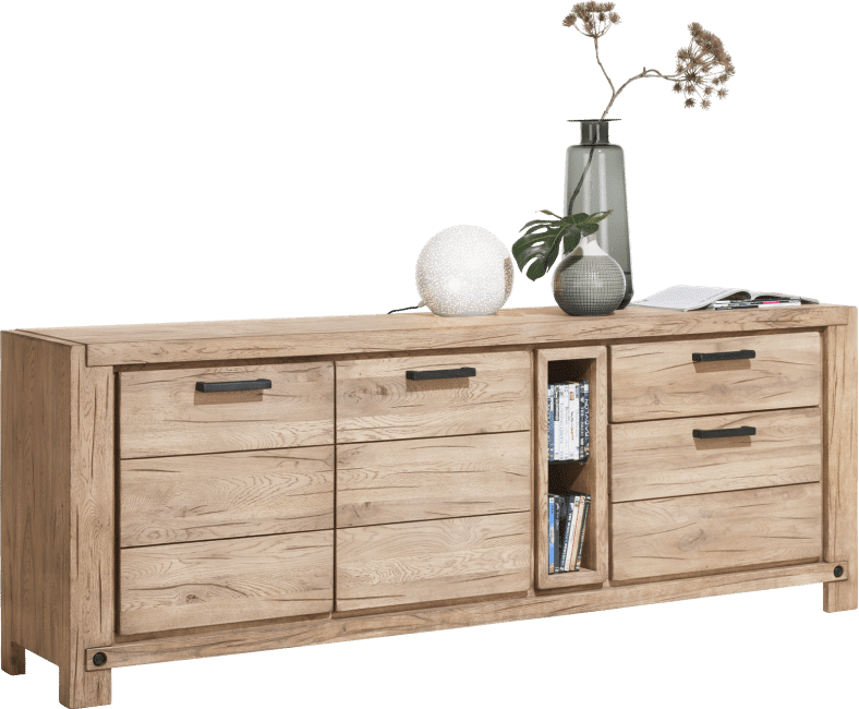 Buffet bois finition naturelle H&H chez Infiny Home vue de profil
