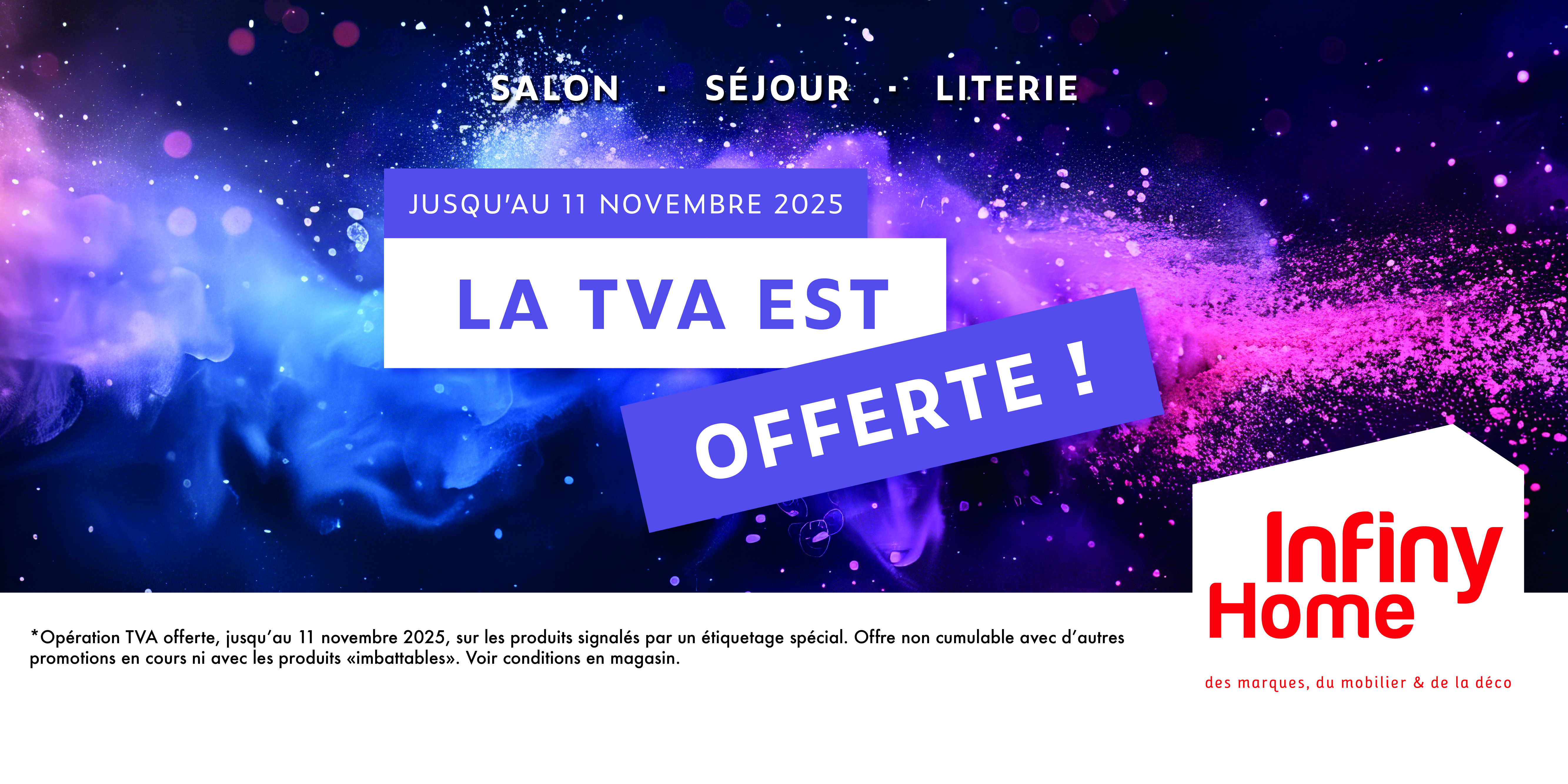 Infiny Home vous offre la TVA sur de nombreuses références de mobilier et de déco jusqu'au 11 novembre