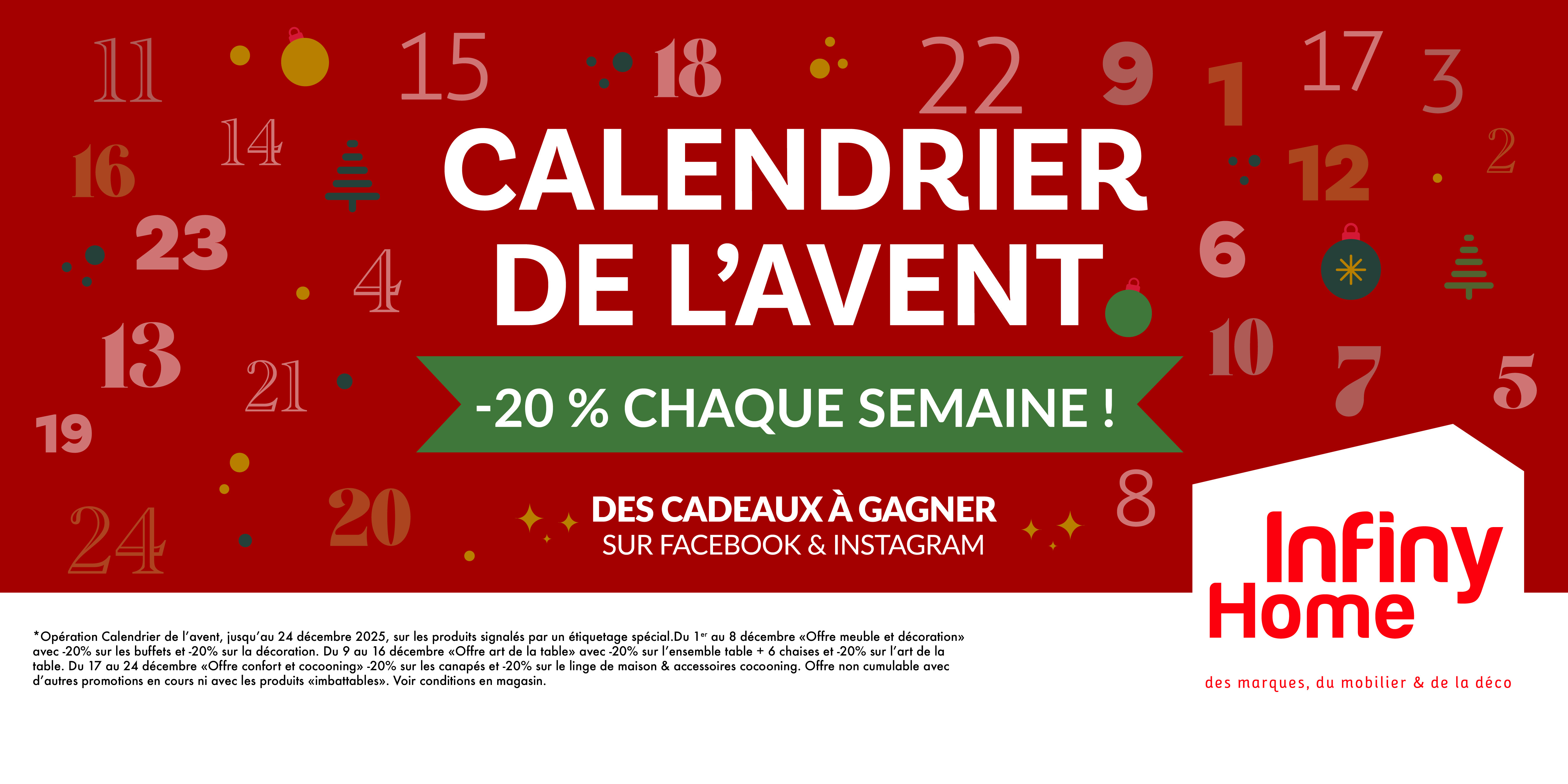 Calendrier de l'Avent mobilier et déco d'Infiny Home